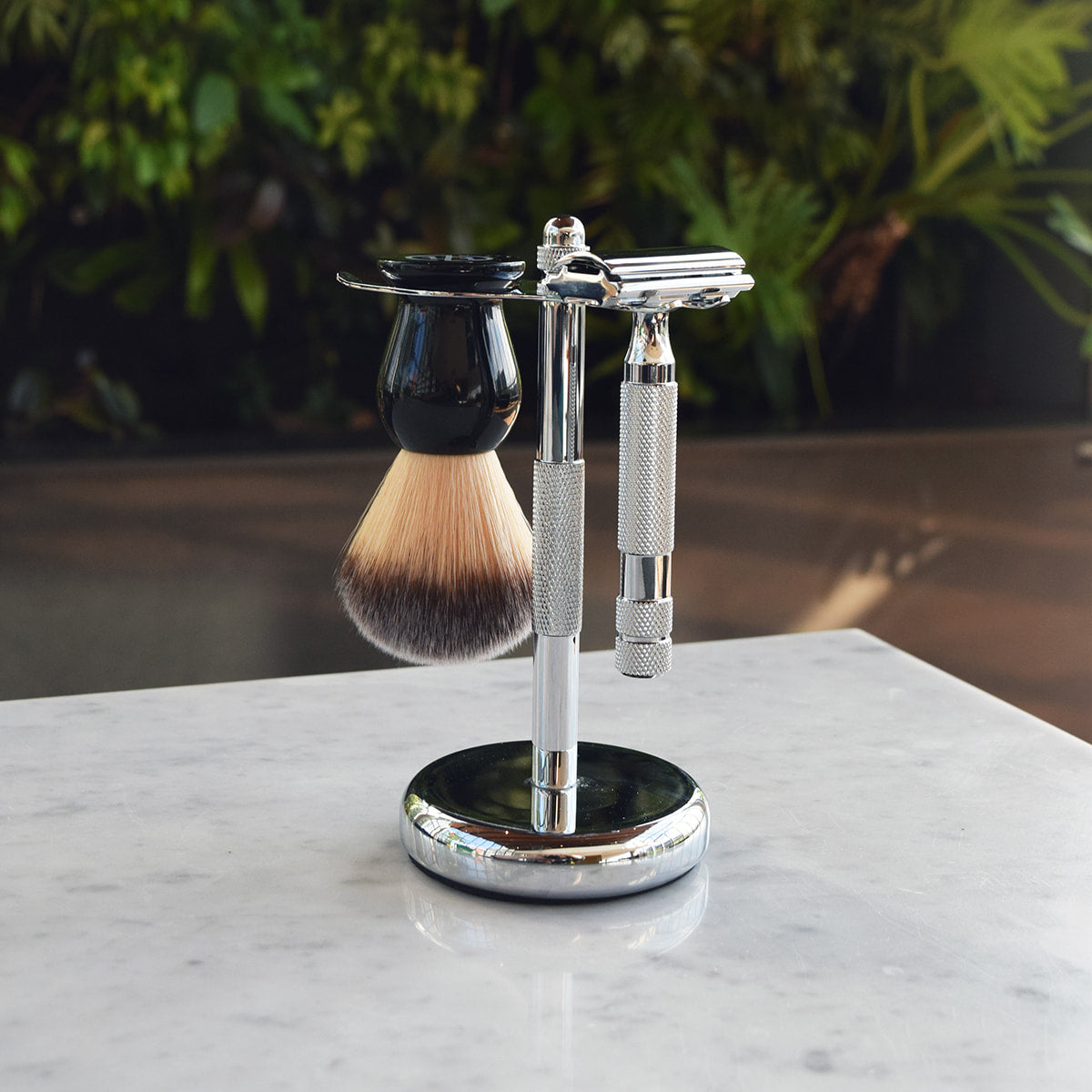 Matching Chrome 3-Piece Shave Stand